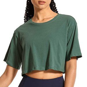 CRZ YOGA Women's Pima Cotton Workout Crop Top